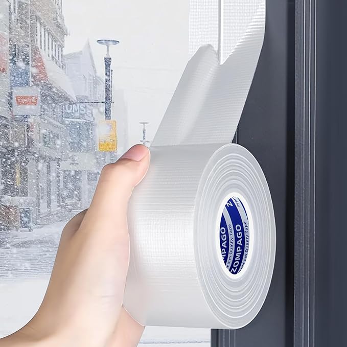 Strong Adhesive Cloth Weather Stripping Tape for Sliding Windows and Door Frames - Seal Strip for Soundproofing,Dustproof, Waterproof,and Windproof-Durable and Wear Resistant,1.8inx66FT,White