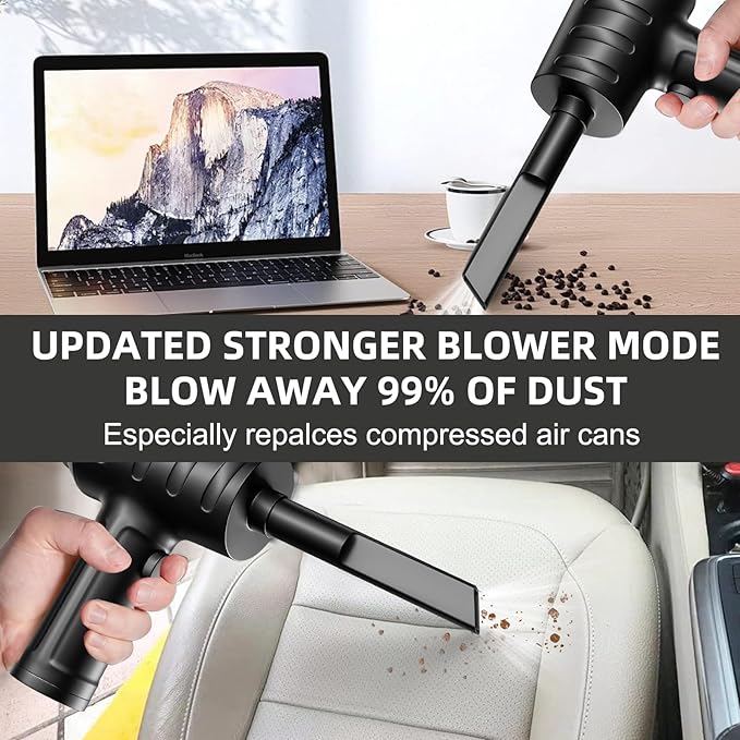 Compressed Air Duster - 51,000 RPM, 3 Adjustable Gears, 5 Nozzle Attachments, Type-C USB Rechargeable Air Blower for Electronics, Keyboards, and Dust Cleaning