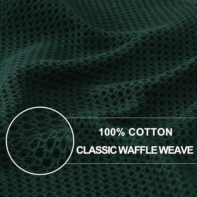 Homaxy 100% Cotton Waffle Weave Kitchen Dish Towels, Ultra Soft Absorbent Quick Drying Cleaning Towel, 13 x 28 Inches, 6-Pack, Blackish Green