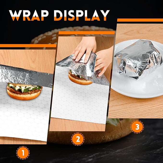 EcoDispose Pre-Cut Insulated Foil Sandwich Wrap Sheets for Hot Food, Grease-Resistant, 14 x 16 Inches, 500 PCS
