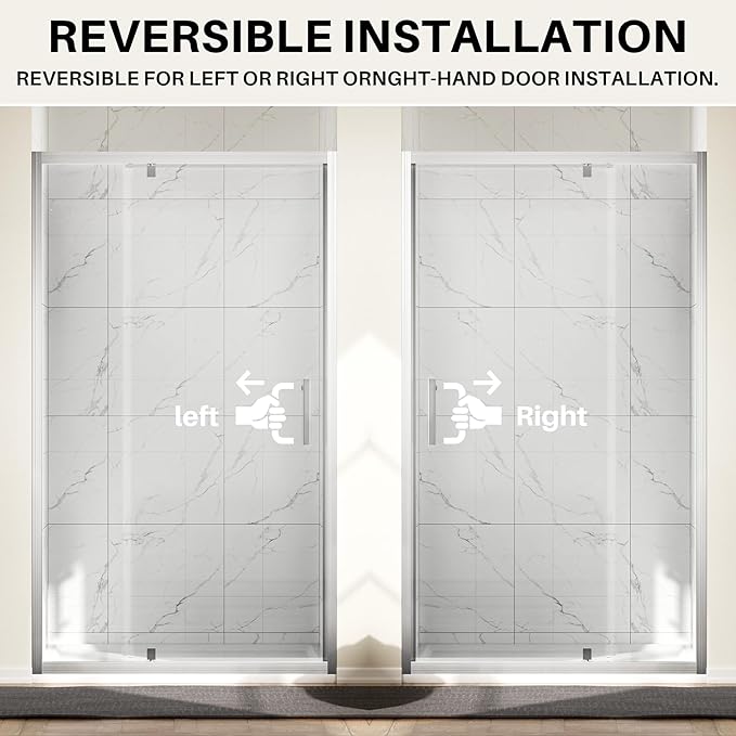 WinZo 41-42" W ×72" H Pivot Shower Door, 1/4"(6mm) SGCC Clear Tempered Glass Shower Door with Explosion Film, Nano Easy-Clean Coating, Reversible Installation, Brushed Nickel