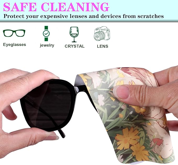 6Pcs Cute Kittys devise Premium Microfiber Cleaning Cloths,for Cameras Lenses,Glasses,Eyeglasses,Jewelry,Crystal,ipad,Screens&More