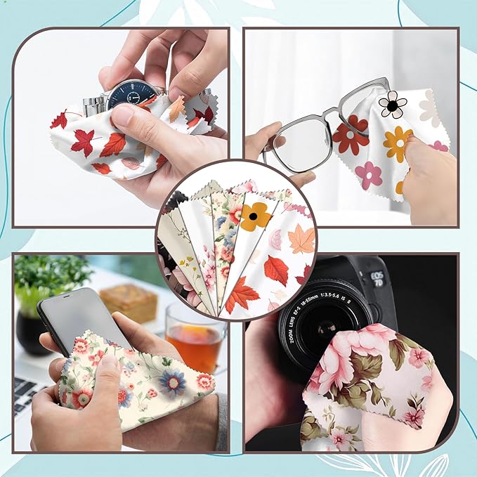 6 PCS Glasses Cleaning Cloth Eyeglass Lens Microfiber Cleaning Cloth Reusable Phone Screens Camera Cute Aesthetic Women Girls(6.3"x6.3")-Pink
