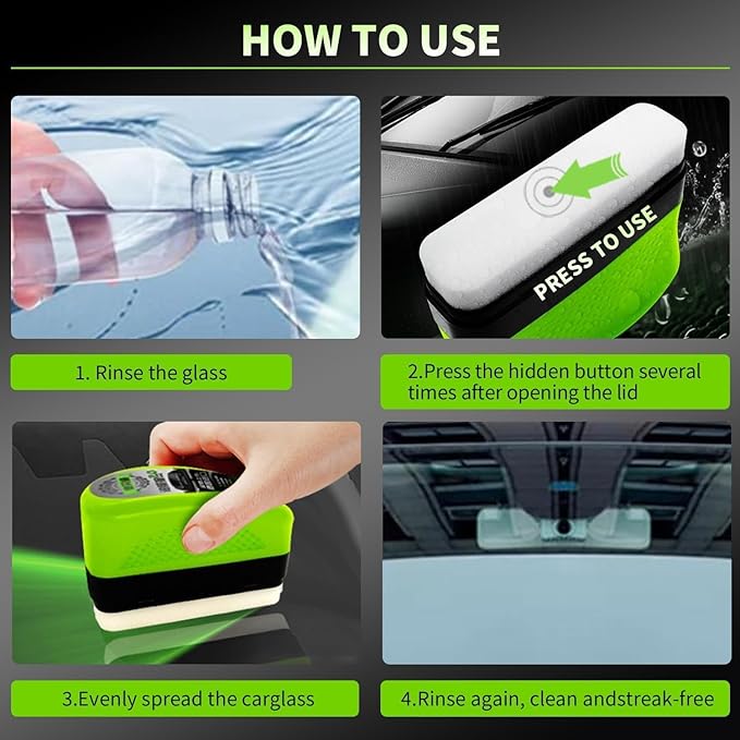 Automotive Oil Film Cleaning Brush,Oil Film Cleaning Brush for car Windows, oil film remover for car window, Windshield Oil Film Remover,car Window Oil Film Remover(Green)