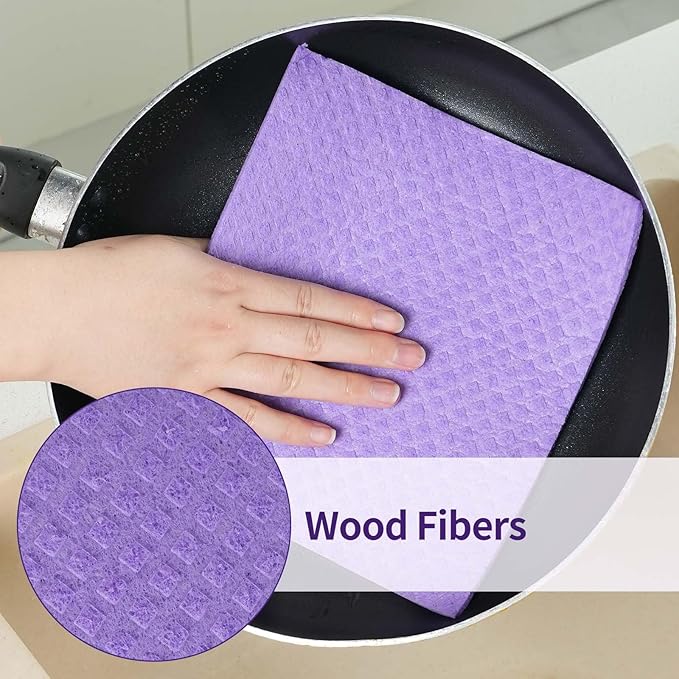 Swedish Dishcloths for Kitchen, 7x8 Inches, 10-Pack, Eco-Friendly & Reusable, Super Absorbent & Lint-Free, Ideal for Kitchen, Car, Glass, and Household Cleaning