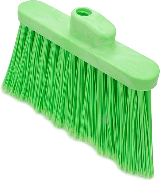 SPARTA Plastic Broom Head, Angled, Flagged for Small Debris Indoor, Outdoor, Home, Restaurant, Lobby, Office, 12 Inches, Lime