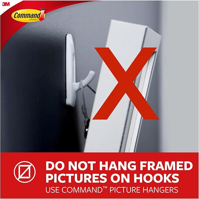 Command Large Wire Hooks, Holds up to 5 lb, 4 Hooks and 8 Strips, Damage-Free Hanging Wall Hook with Adhesive Strips, No Tools Great for Hanging, Organization and Storage