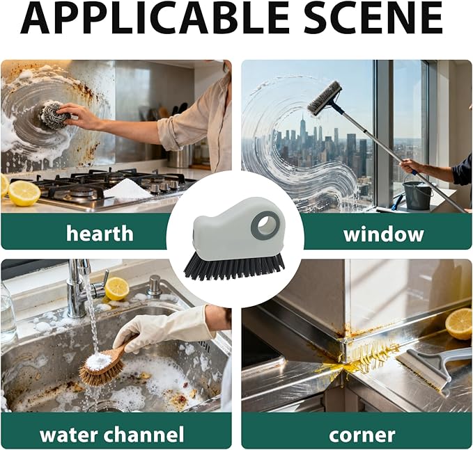Groove Cleaning Brush, 2 in 1 Window Track Cleaning Brush with Built-in Mini Shovel - Multi - Functional Window Sill Cleaner Tool for Door/Window Grooves & Dead Corners