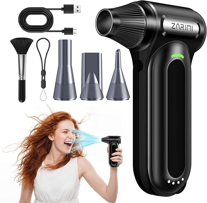 Electric Compressed Air Duster, 170000RPM High-Speed Cordless Air Blower with Rechargeable Battery for Keyboard, PC & Electronics Car Cleaning, Reusable Canned Air Alternative