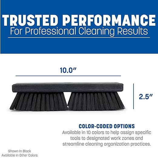 SPARTA Plastic Floor Scrub Brush, Brush Head Only, Deck Brush with ACME Standard Thread Fitting for Deck, Industrial Kitchens, and Hospitals, 10 Inches, Blue, (Pack of 6)