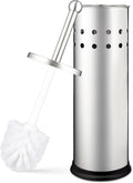 Home Intuition Polished Chrome Stainless Steel Vented Toilet Brush and Holder, 1 Pack