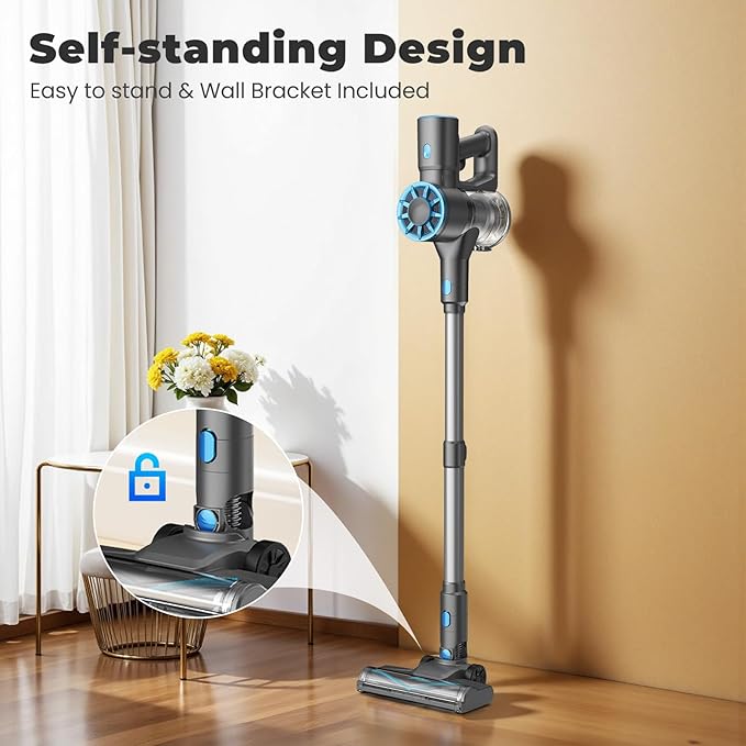 Vazone Cordless Stick Vacuum Cleaner with Self-Standing, 8-in-1 Vacuum Cleaners for Home, Lightweight Powerful Vacuum with LED Screen, Rechargeable Vacuum for Carpet, Pet Hair, Hardwood Floors