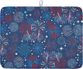 4th of July Patriotic Dish Drying Mat for Kitchen Counter 18 x 24 Inch Independence Day Dish Drainer Mat Absorbent Microfiber Firework Dish Rack Pad for Coffee Dining Bar Decor