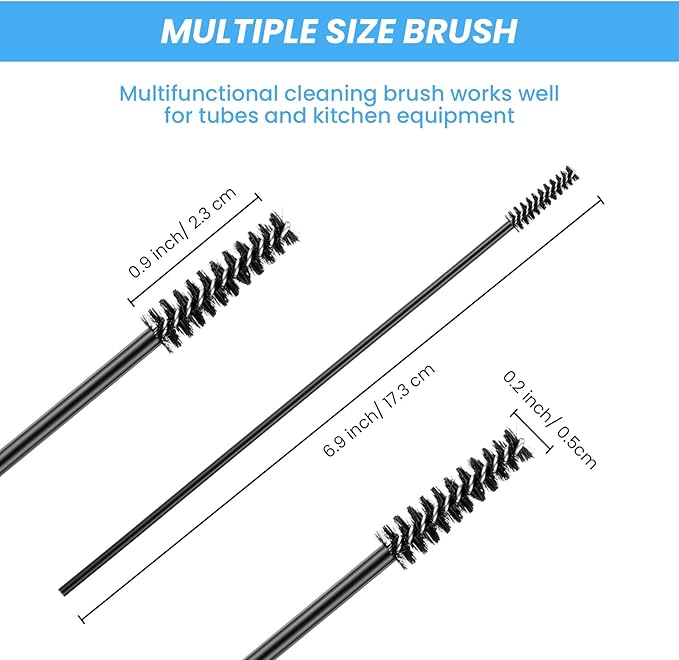 Outus 12 Pieces Hummingbird Feeder Cleaning Brush Mini Nylon Brush Set Cleaner for Bottles, Tubes, Jars, Bird Feeder (3.9 Inches/6.7inches)