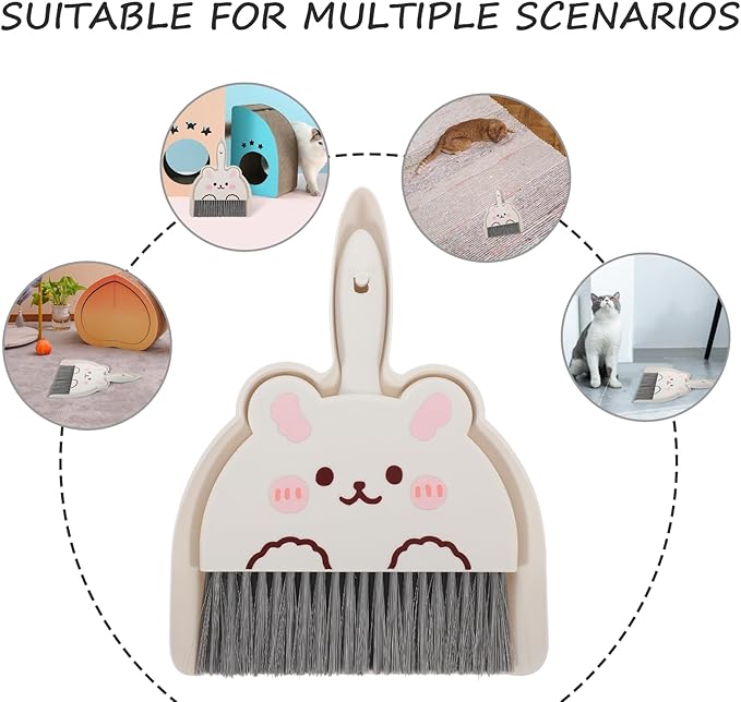 VOSAREA Mini Dustpan and Brush Set - Small Broom and Dustpan Set with High-Density Bristles & Flexible Rubber Lip - Portable Whisk Broom for Desktop Keyboard Car Interior Camping Pet Mess