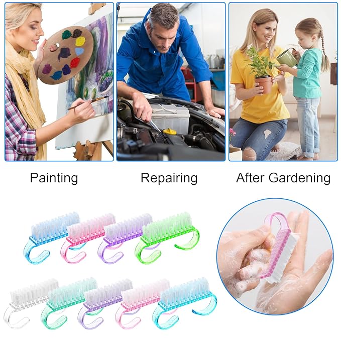 27Pcs Handle Grip Nail Brush Mini Nail Brushes Hand Fingernail Brush Colorful Fingernail Brushes PedicureBrushes Scrubbing Kit Nails Accessories for Men Women Toes and Nails Cleaner