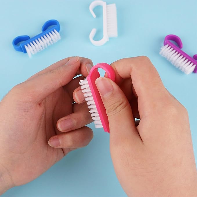 Handle Grip Nail Brushes, 4 Pack Travel Size Nail Brush for Cleaning Fingernails, Colorful Hand Scrub Cleaning Brushes