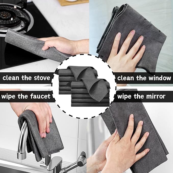 10PCS Thickened Magic Cleaning Cloth, Absorbent Magic Cleaning Glass Cloth, Reusable Lint Free Cloth, Suitable for Multi-Purpose Use Such As Windows, Mirrors, Glass, Cars, Kitchens, Etc.