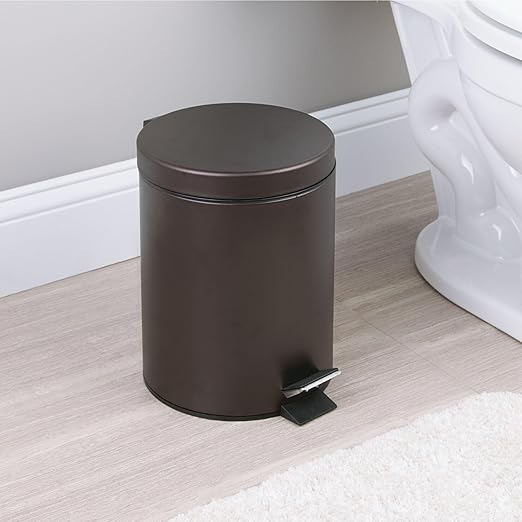 iDesign Round 1.3 Gallon Bathroom Step Trash Can - Set of 2 - Bronze