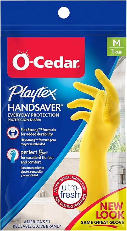 Playtex HandSaver Reuseable Rubber Cleaning Gloves (Medium, 12 Pairs), Everyday Protection Reusable Household Gloves