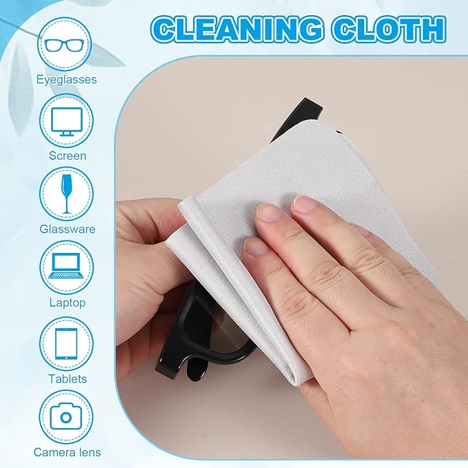 PATIKIL Glasses Cleaning Cloth 6.9" x 5.7", 6 Pcs Microfiber Eyeglasses Cleaner Cloths Soft Suede Wipe Screen for Camera Len Eyeglass Screens Phones Smart Devices, Light Gray