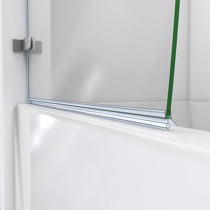 DreamLine Aqua Uno 34 in. W x 58 in. H Frameless Hinged Tub Door in Brushed Nickel, SHDR-3534586-04