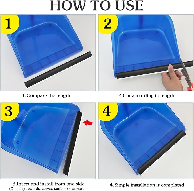 Dustpan Plastic Lip Replacement, Dust Pan Edger Lip Strips Parts, Dustpan Repair Accessories Garbage Shovel Closing Edges Straps