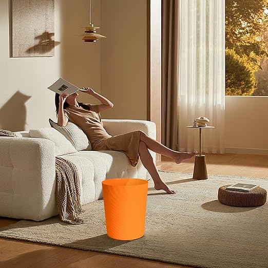 Hand Trash Can - Small Waste basketbin - 1.8 Gallon- for Office,Home,Bathroom,Kitchen - Orange