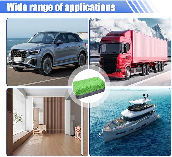 12PCS Ceramic Coating Applicator Sponge, Microfiber Rectangular Auto Polishing Cleaning Pads, Universal Automotive Detailing Sponge for Car Wax, Paint, Sealant Application (Green)