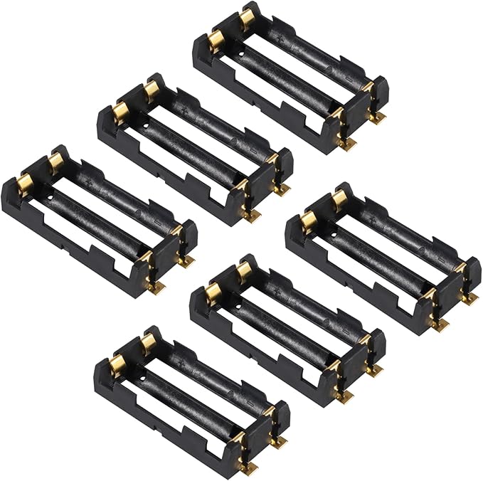 6pcs 18650 Battery Holder 2 Slot 3.7V 18650 Battery Clip Holder Box Storage Case with Soldering Pin Copper Contacts for 18650 DIY Charging Power Supply, Electronics Accessories