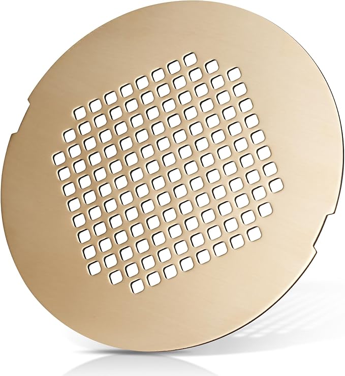 Shower Drain Cover, Shower Drain Hair Catcher Snap-in Replacement Strainer, Gold Round Grate, Drain Protector Designed for 4.25" D Standard Round Shower Drains