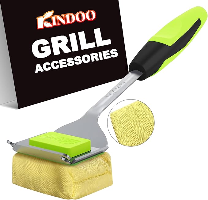 Grill Brush Bristle Free for Outdoor Grill, Steam Grill Cleaning Brush Replaceable BBQ Cleaner Brush Head,Extended Handle, Safe Grill Brush with Scraper for Cast Iron Stainless-Steel Grates