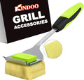 Grill Brush Bristle Free for Outdoor Grill, Steam Grill Cleaning Brush Replaceable BBQ Cleaner Brush Head,Extended Handle, Safe Grill Brush with Scraper for Cast Iron Stainless-Steel Grates