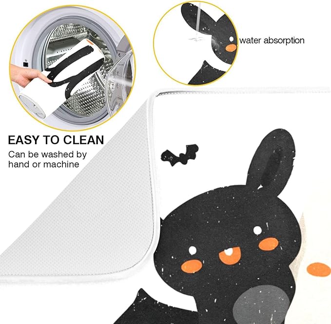 Happy Halloween Dish Drying Mat for Kitchen Counter Super Absorbent Drying Mat 16x18 inch Large Dish Drying Matts for Countertop Protector Dishes Pad