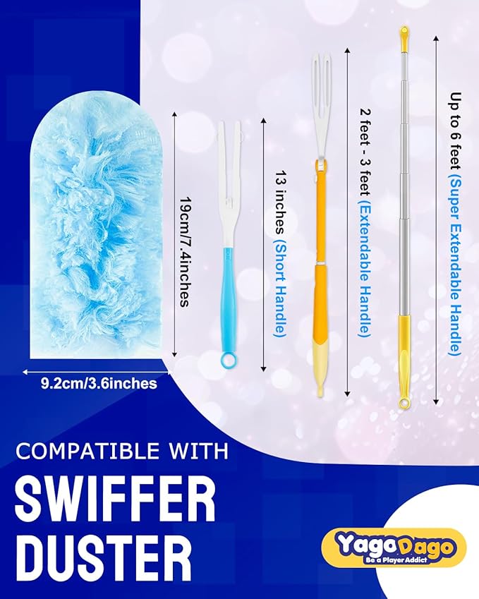 32 Count Dusters Refills with 2 Handles, 360 Heavy Duty Dusters Refills Compatible with Swiffer Duster Handle, Compatible with Swiffer Duster Refill 360 for Dusting Blinds, Home Cleaning