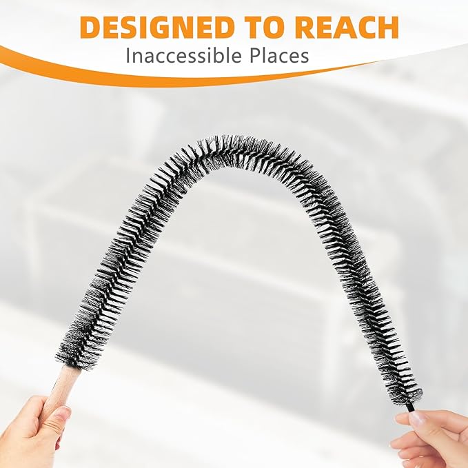 Fridge Coil Cleaning Brush,29.5Inch Long Handle Coil Brush for Fridge,Crevice Stanless Steel Cleaning Brush,Bendable,2Pack