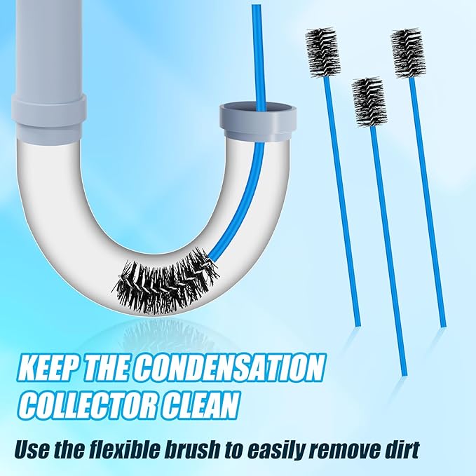 4pcs Condensate Trap Flexible Drain Brush, 16 Inch Nylon Condensate Pipe Drain Cleaning Brush Flexible Drain Tube Brush with Soft Brush Head for Dirt Clean Condensate Traps Clean