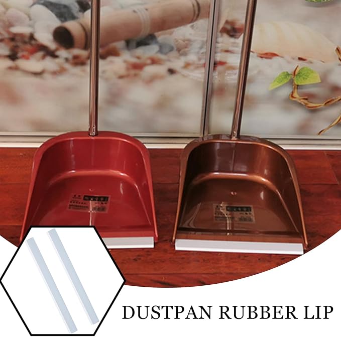 NICENEEDED 2Pcs Plastic Strip Replacement for Dustpan, 10.2" Clip-On Dustpan with Rubber Lip, Inlet Soft Pressing Strips Dustpans Edge Bar Garbage Shovel Closing Edges Straps