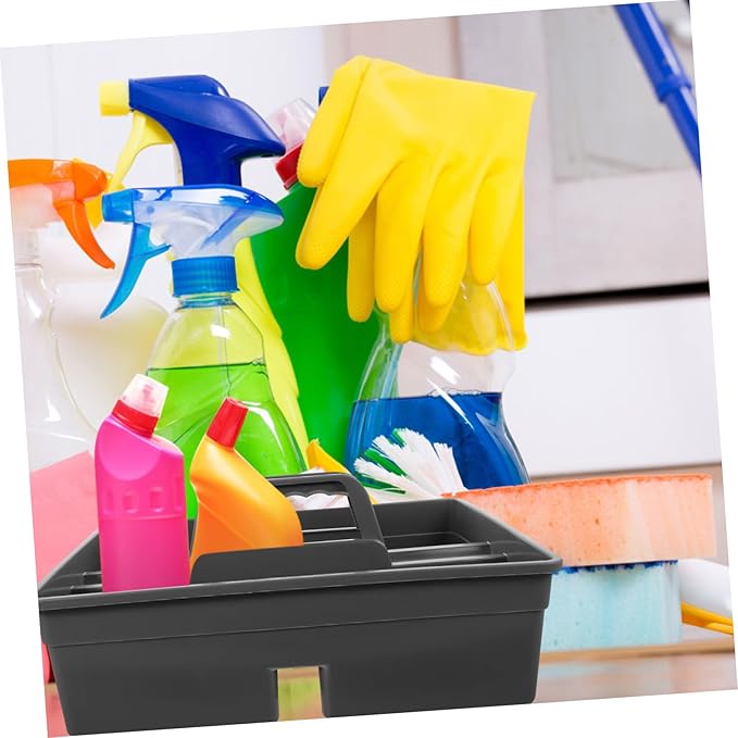 Cleaning Tool Organizer Handle Versatile Storage Box for Easy Bathroom and Home Organization and Reliable Cleaning Caddy Grey