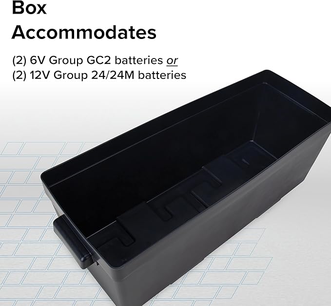 Camco Double Battery Box - Safely Stores RV, Automotive, and Marine Batteries - Features a Heavy-Duty Corrosion-Resilient Polymer Construction and Measures Inside 21-1/2" x 7-3/8" x 11-3/16" (55375)