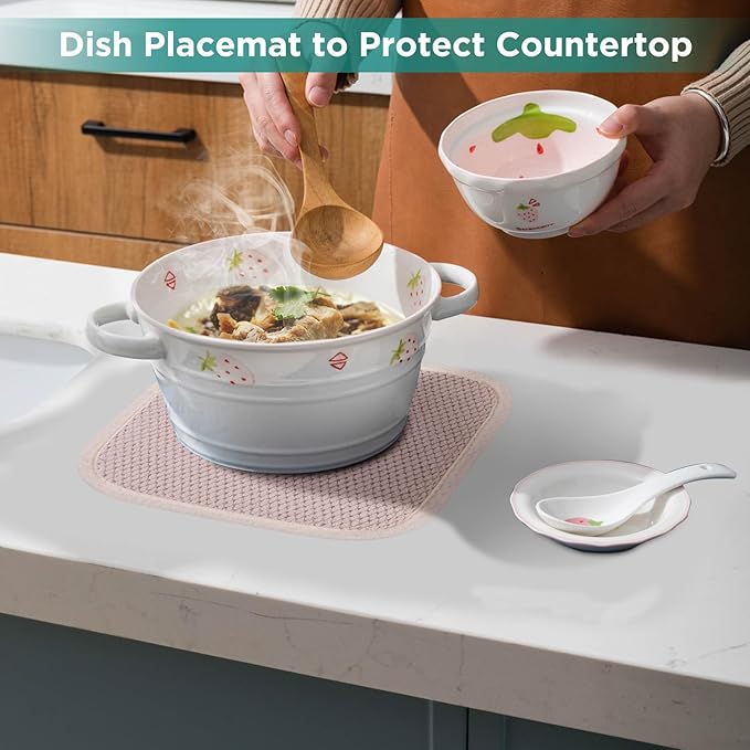 Microfiber Dish Drying Mat, Super Absorbent Kitchen Dish Drying Pad for Easter Day, Reversible Gift Mats for Countertop, 7 * 7 inch Beige