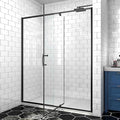 56-60" W x 71" H Pivot Glass Shower Door,1/4"(6mm) Thick Clear SGCC Tempered Shower Glass Door,Matte Black Shower Door,Reversible Installation