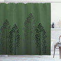 Ambesonne Country Shower Curtain, Pine Trees in The Forest on Foggy Seem Ombre Backdrop Wildlife Adventure Artwork, Cloth Fabric Bathroom Decor Set with Hooks, 69" W x 75" L, Forest Green