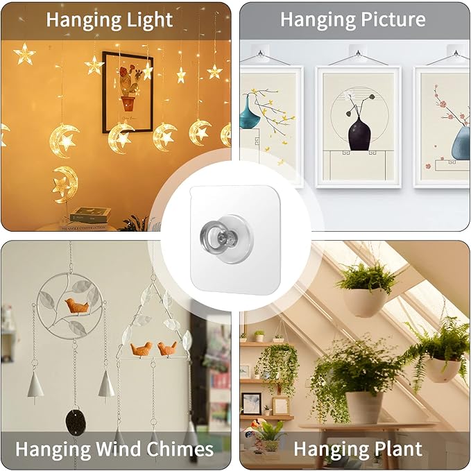 Ceiling Hooks, Practical Wall Hanging Auxiliary Hook, Stainless Steel,Waterproof,Nail-Free Adhesive Wall Hook,for Indoor and Outdoor Hanging Plants,Wind Chimes,Hangers, Decoration Hook,4 Pcs