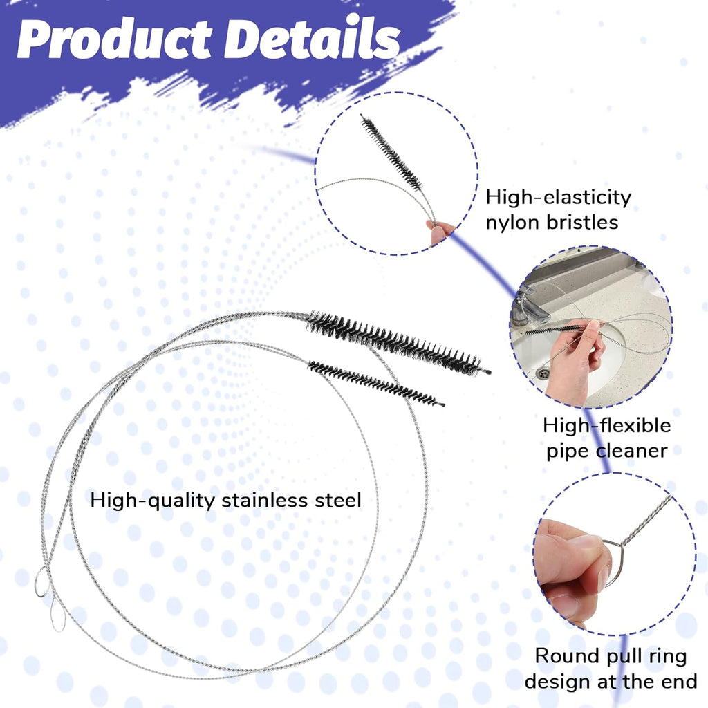 2 PCS Straw Cleaner Brush Extra Long, 39.4 in Extra Long Pipe Cleaners, Black Tube Cleaning Brush for Cleaning Straw, Feeding Tubes, Line and Pump