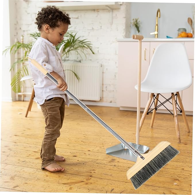 Cabilock Soft Bristle Broom with Handle Long Handle Floor Brush for Home Kitchen Outdoor Cleaning Static Bristles for Sweeping Pet and Dirt Hardwood and Carpet Floors