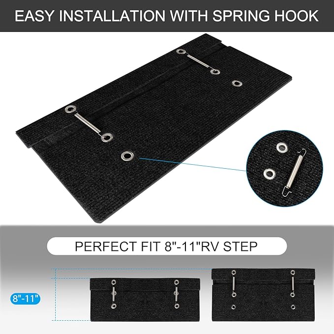 OKBA RV Step Covers,18" Wide Camper Step Cover for 8-11" Deep Stairs - 4 Pack Black RV Stair Covers to Keep Camper Clean