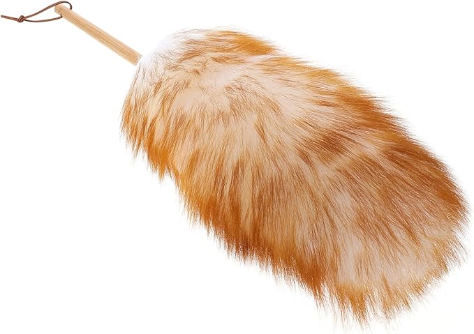 BESTonZON 1pc with Wooden Sweeper Washable Khaki and Fan Fans Bookshelves Natural Useful Home Duster High Lambswool Blinds Funiture Use Bed Household Car Dusters Wool Brush Interior Screens