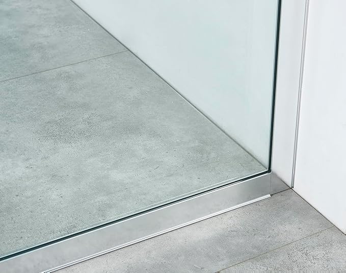 Shower Screen 36" x 76" Half Frameless Shower Wall Panel, Tempered Glass 3/8 inch, Easy to clean Coating, Fixed Glass Shower Door with Hardware (Chrome)