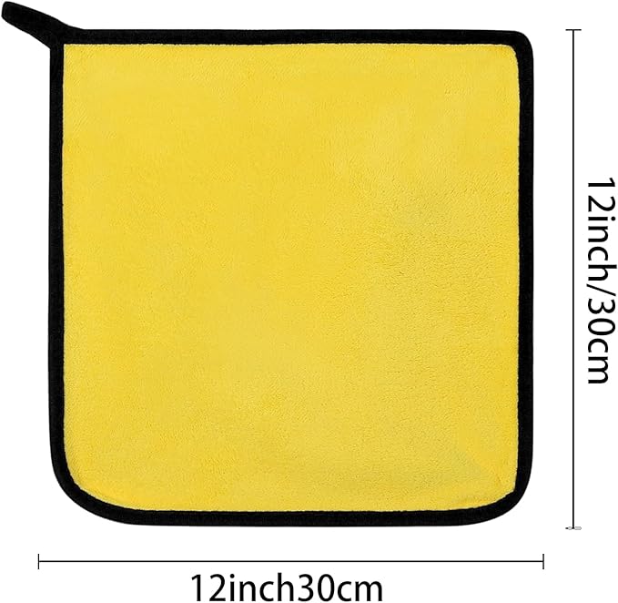 uxcell Car Cleaning Cloths, 8 Pack Soft Premium Microfiber Towels with Hang Loop for Household Cleaning, Reusable Car Cleaning Wipes Lint Free Streak Free Cloths 12" x 12" Yellow